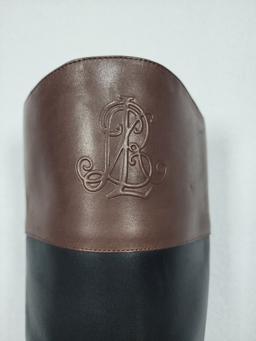 Lauren Ralph Lauren Black and Brown Leather Knee-High Riding Boots - Picture 3 of 16